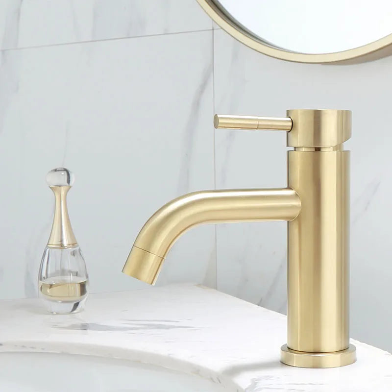 DecorBites™ خلاط حوض ذهبي مصقول: صنبور خلاط حمام نحاسي صلب للمياه الساخنة والباردة