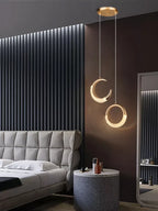 Modern Ring Pendant Light in Acrylic and Plated Metal