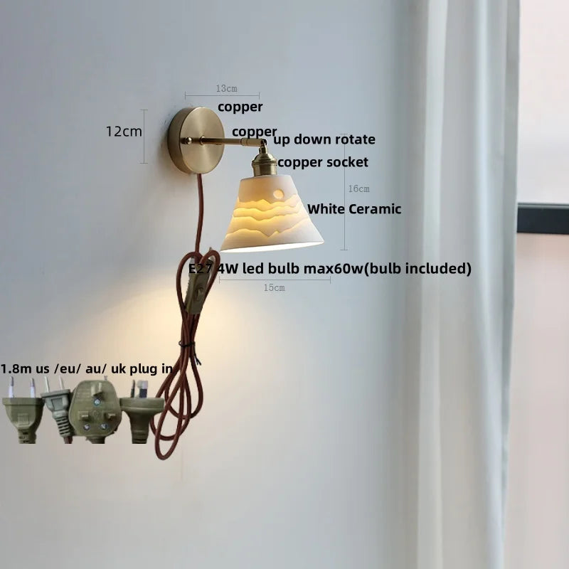 DecorBites™ Ceramic LED Wall Light with Pull Chain Switch, Nordic Modern Design