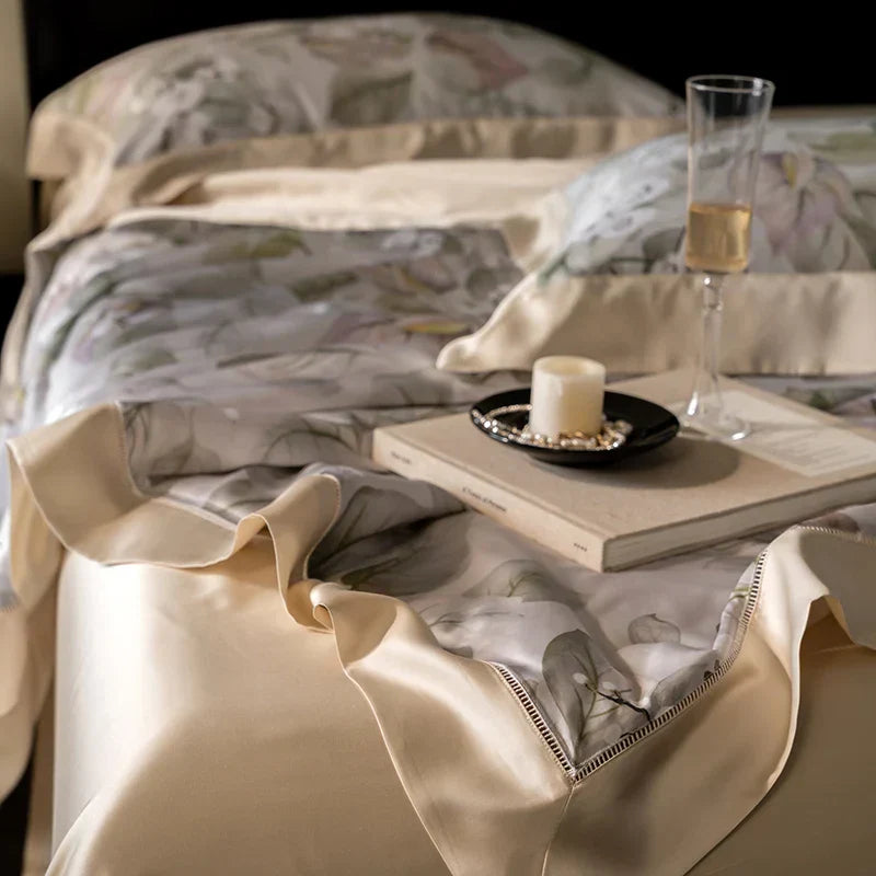 DecorBites™ Eucalyptus Fiber Flowers Summer Quilt Set: Silky, Cool Comfort for Bedtime Bliss