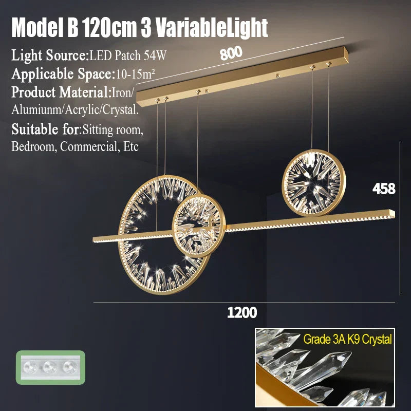 DecorBites™ Crystal Ring LED Chandelier for Restaurant Dining Room Coffee Shop