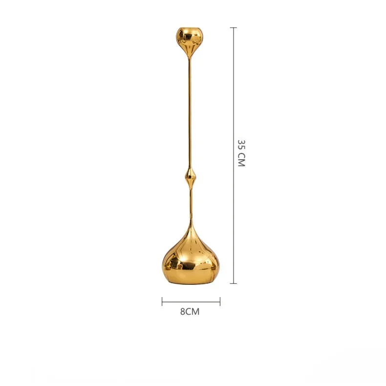 DecorBites™ حامل شمعدان على شكل قطرة ماء هندسية ذهبية، منظم مكتبي، قطع مركزية لحفلات الزفاف