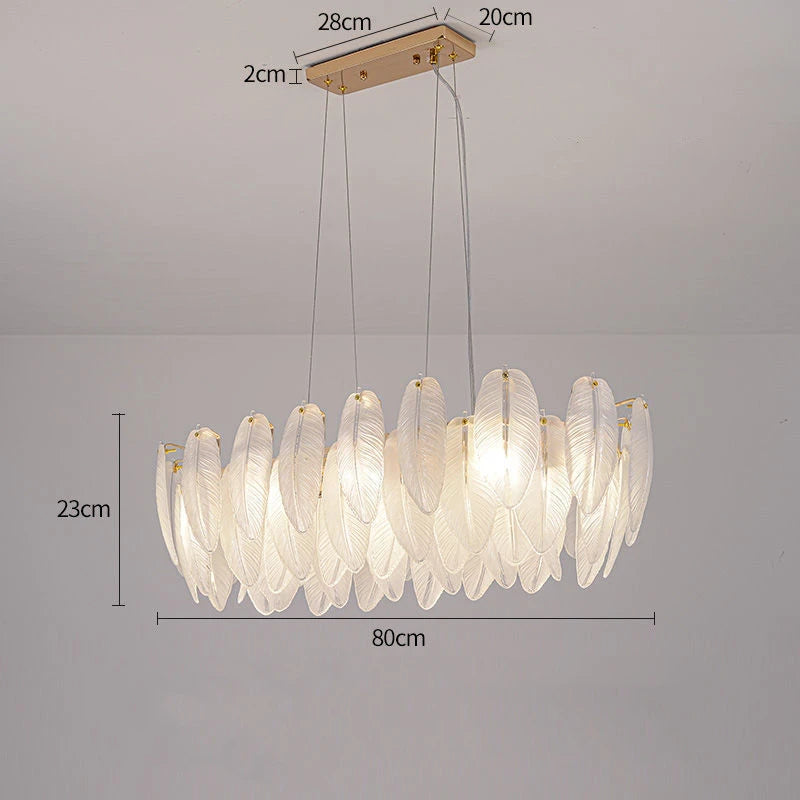 Feather Glass Gold Pendant Light