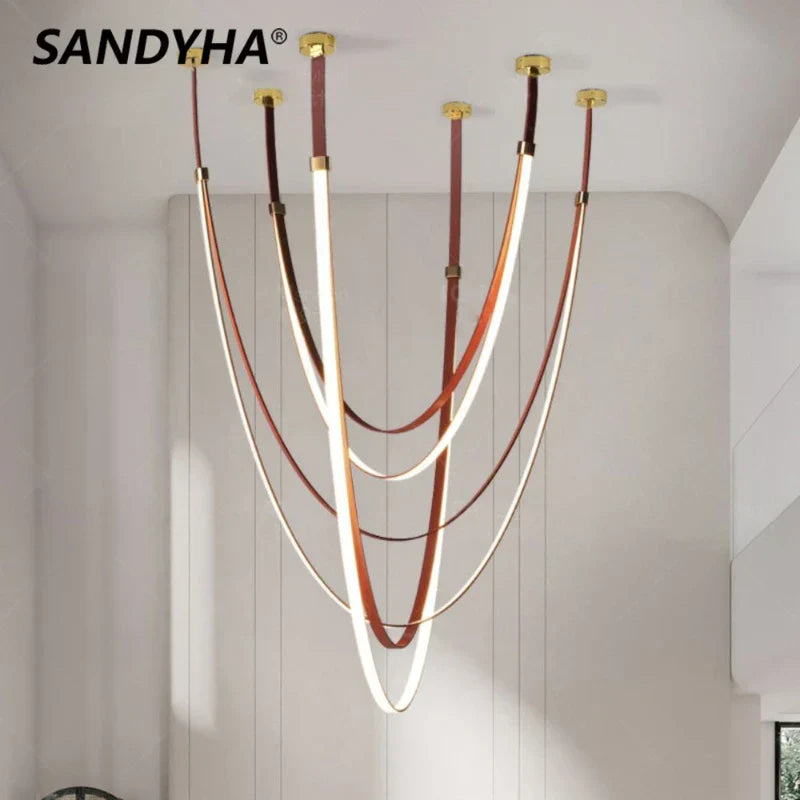 ثريا شريطية طويلة LED DecorBites™ لغرفة المعيشة والفيلا الحديثة