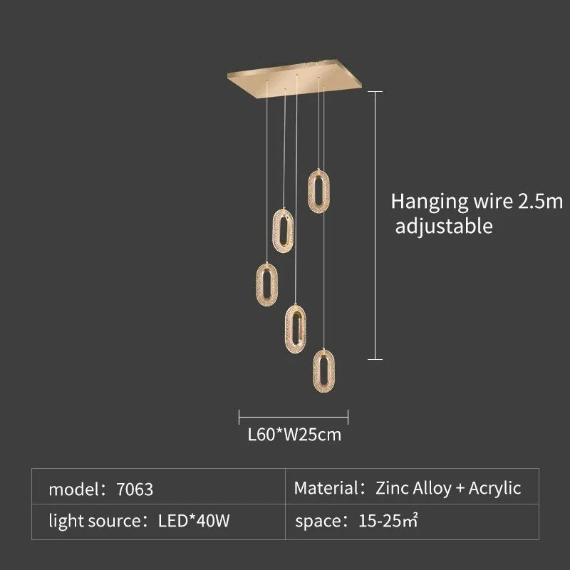 DecorBites™ Crystal Rings Chandelier: Staircase Luxury LED Lighting Fixture