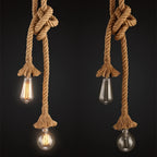 Vintage Hemp Rope Pendant Light With E27 Socket