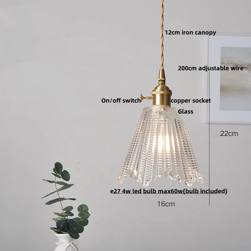 DecorBites™ ثريا معلقة من الزجاج الشفاف LED، مصباح نحاسي بتصميم نورديك لغرفة الطعام والمطبخ