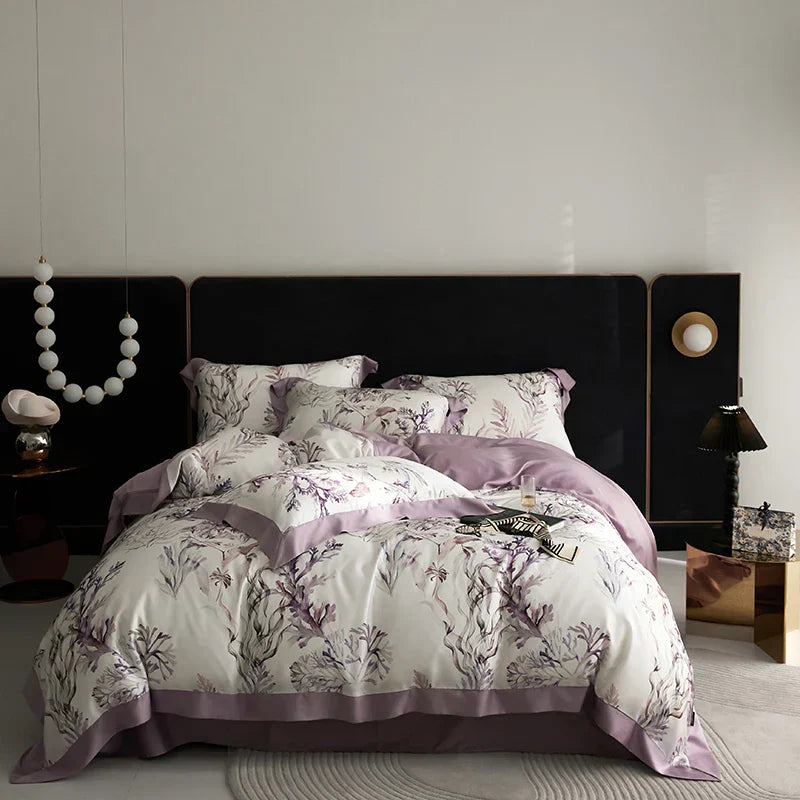 DecorBites™ Eucalyptus Fiber Bedding Set: Duvet Cover, Bed Sheet, Fitted Sheet, Pillowcases