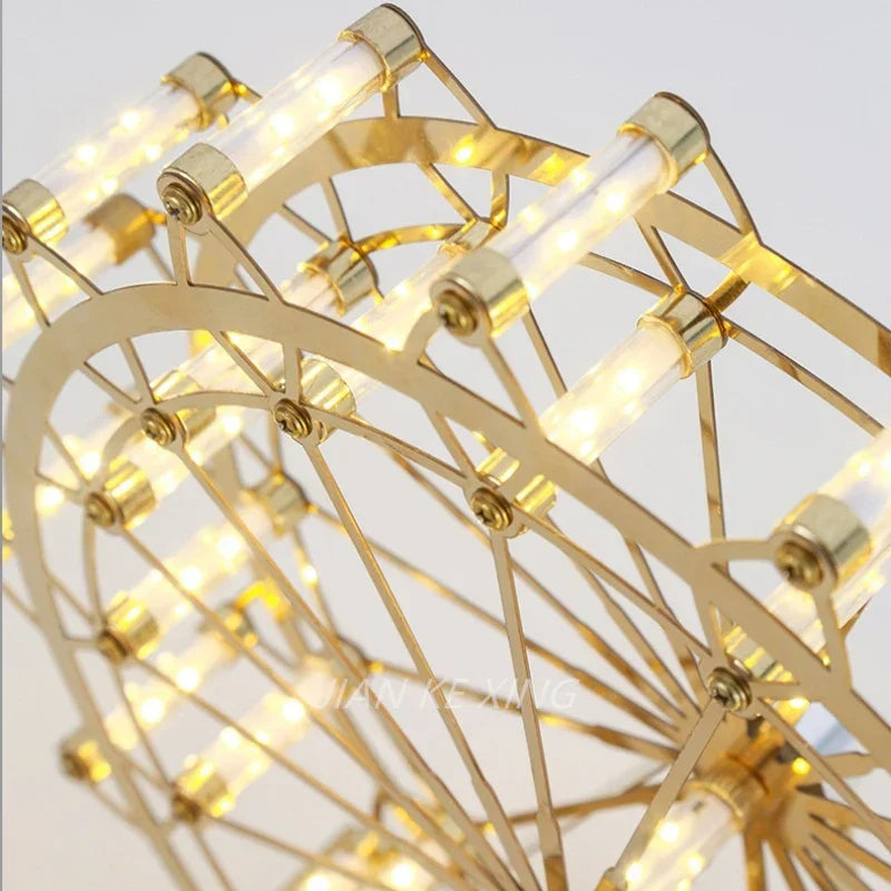 مصباح الطاولة الدولاب الدائري LED من DecorBites™ لديكور غرفة النوم، إضاءة ليلية من الفولاذ المقاوم للصدأ