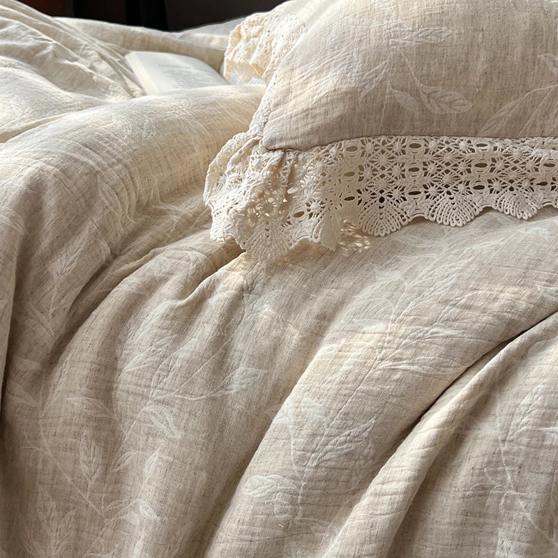 طقم مفروشات جاكار دانتيل برنسيس من DecorBites™ - 4 قطع