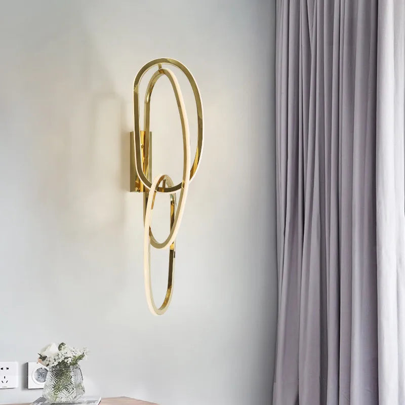 DecorBites™ Gold LED Wall Sconce Dimmable Lighting Fixture Polished Steel Modern Luminarias