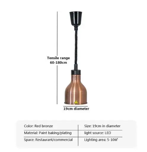 Vintage Telescopic Stainless Steel Buffet Heat Pendant Lamp