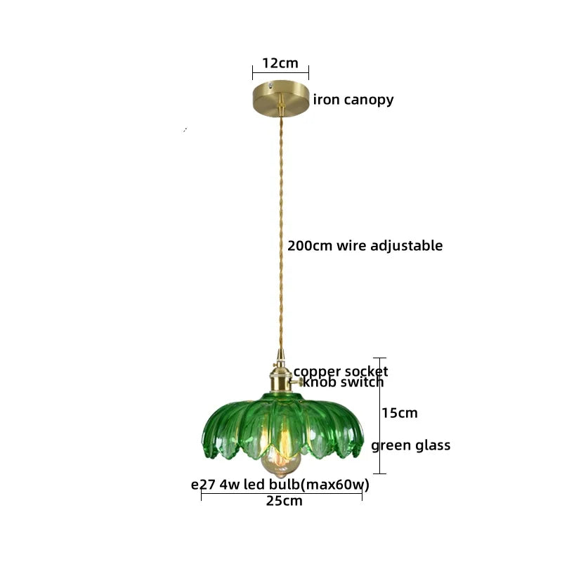 مصباح تعليق LED من DecorBites™ بتصميم ياباني، مصابيح تعليق زجاجية نحاسية