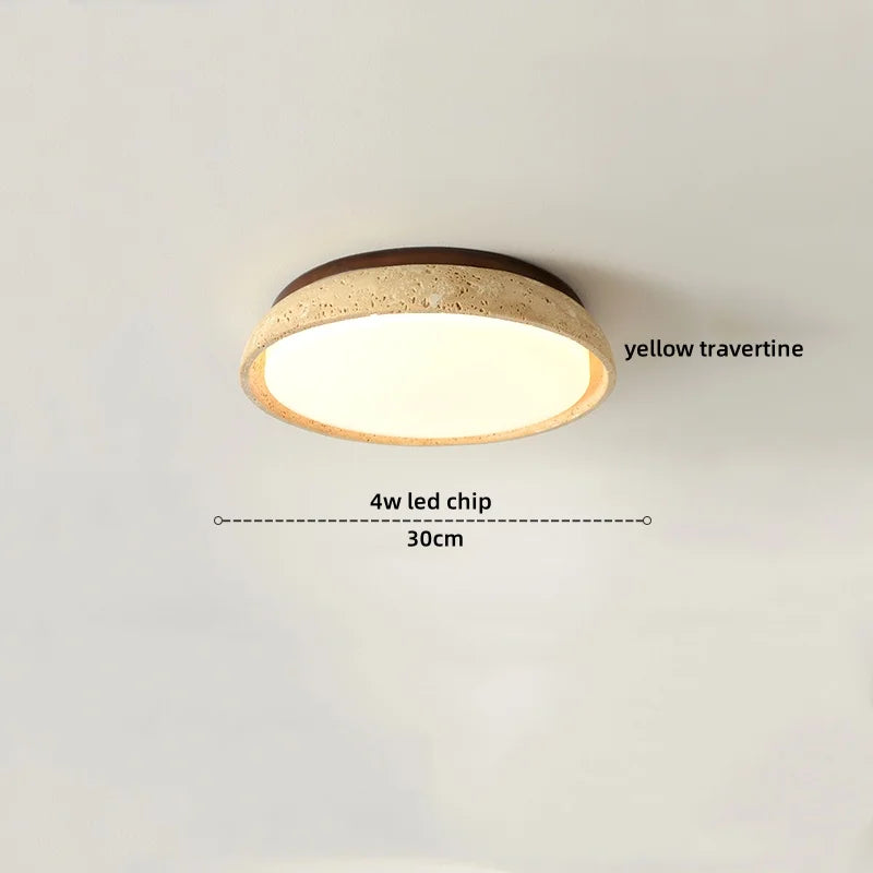 DecorBites™ Ellipse Stone LED Ceiling Light Natural Travertine Lamp Plafon