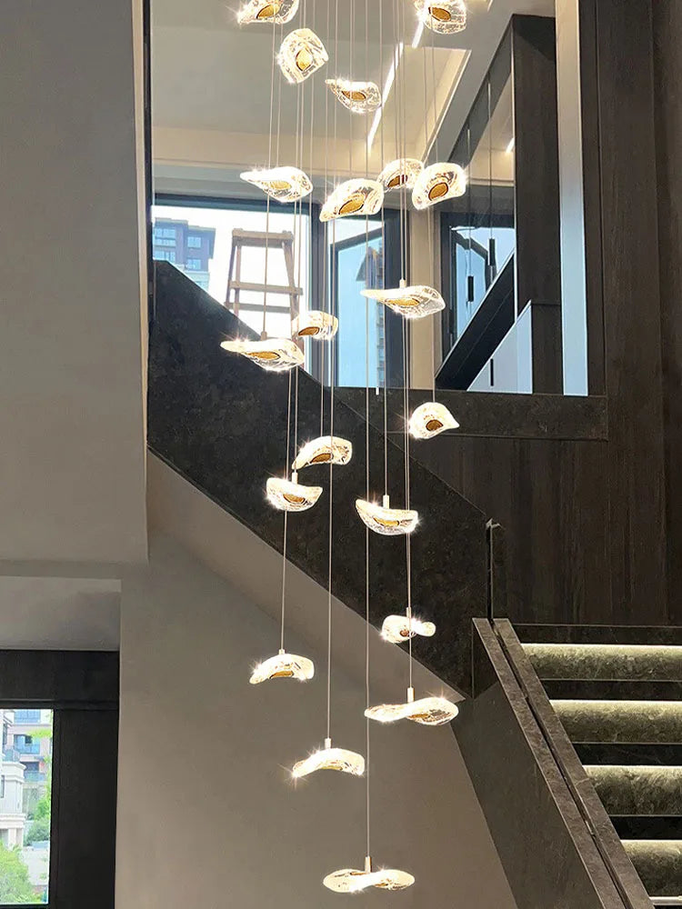 DecorBites™ Crystal Glass Staircase Chandelier: Modern Nordic Luxury Living Room Lighting