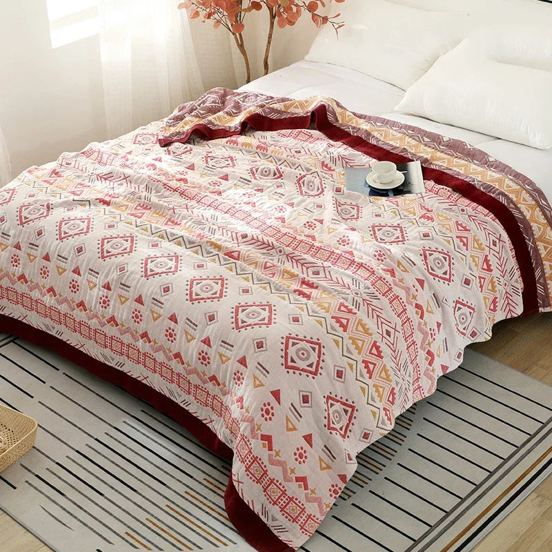 بطانية صيفية هندسية من الشاش القطني DecorBites™