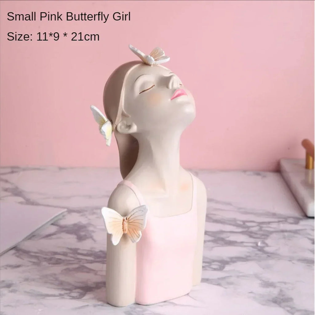 DecorBites™ Decorative Butterfly Girl Sculptures Resin Flower Vase Ornaments