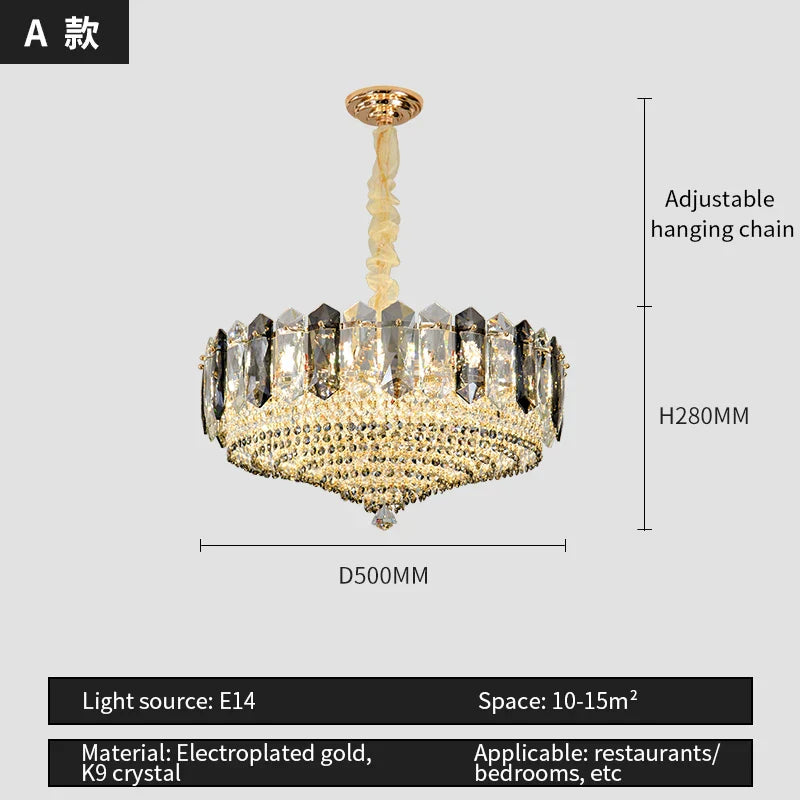DecorBites™ Crystal Duplex Villa Chandelier Hall Light - Luxe Living Room Middle Floor Lamp