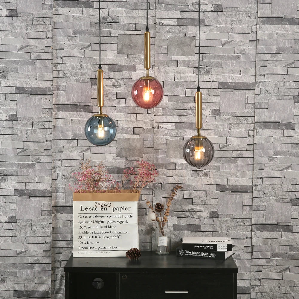 Nordic Glass Pendant Light With Painted Iron Finish