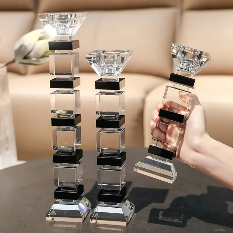 DecorBites™ Geometric Glass Candle Holder Block Design Home Decor Accessory