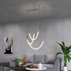 Contemporary Acrylic Line Pendant Light In Brushed Nickel