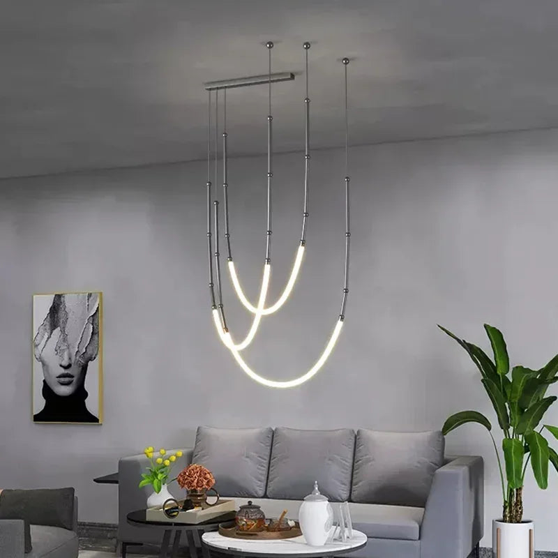 Contemporary Acrylic Line Pendant Light In Brushed Nickel