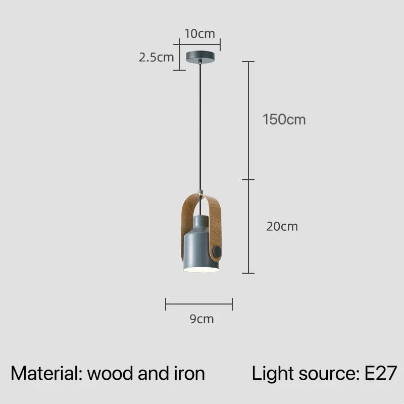 Nordic Adjustable Wood & Iron Pendant Light