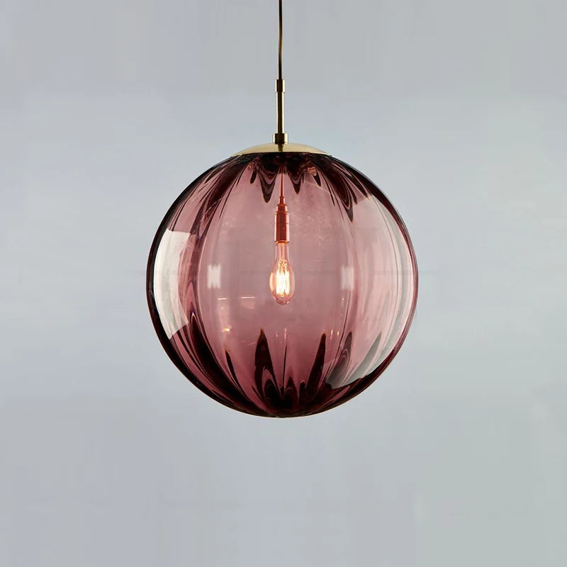 Nordic Glass Globe Pendant Light With Iron Finish