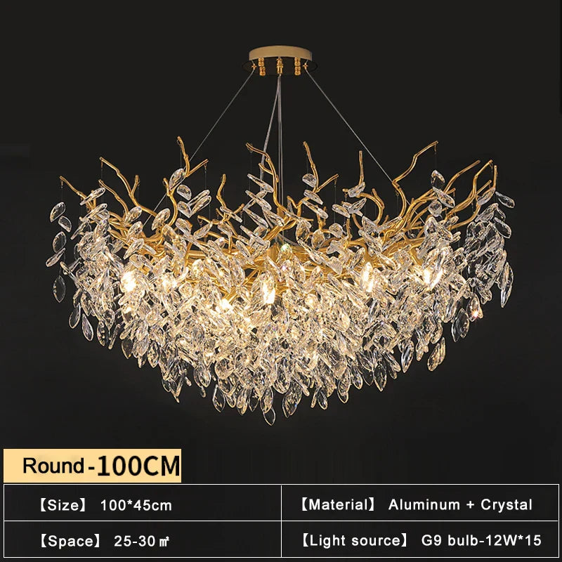 DecorBites™ ثريات كريستال ذهبية لغرفة الطعام، مصباح تعليق فرعي، إضاءة كبيرة