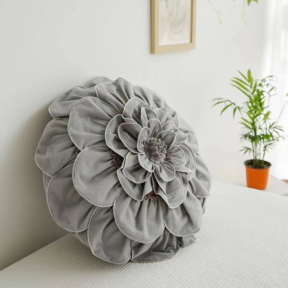 DecorBites™ 3D Flowers Pillows - White Petal Cushions for Home Decor in 50x50cm Size