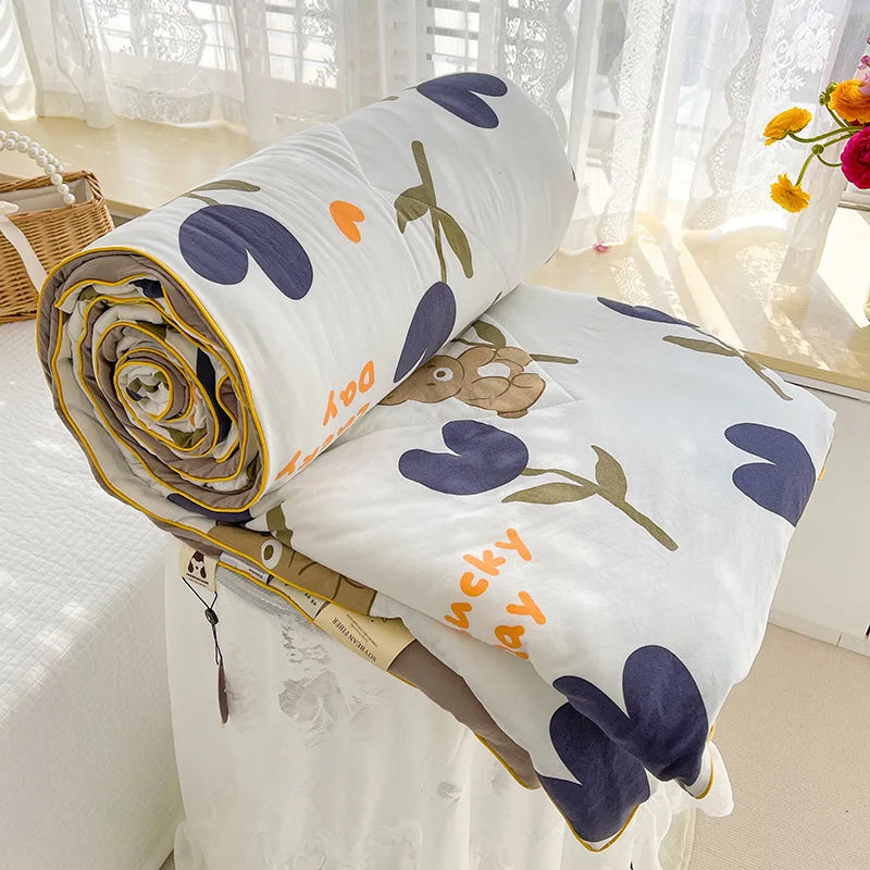 DecorBites™ Double Layered Soya Fibre Filling Quilt: Soft, Breathable, Grade A Maternal and Child Comforter