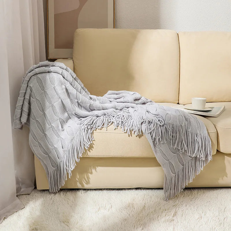 DecorBites™ Knitted Geometric Throw Blanket