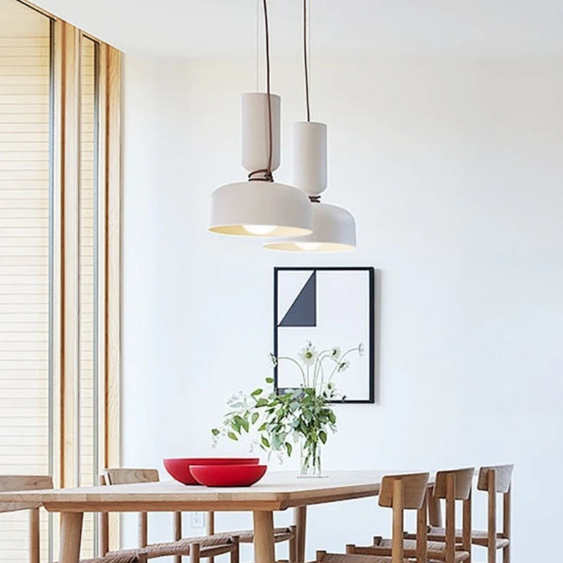 Danish Art Wrought Iron Pendant Light in Black or White