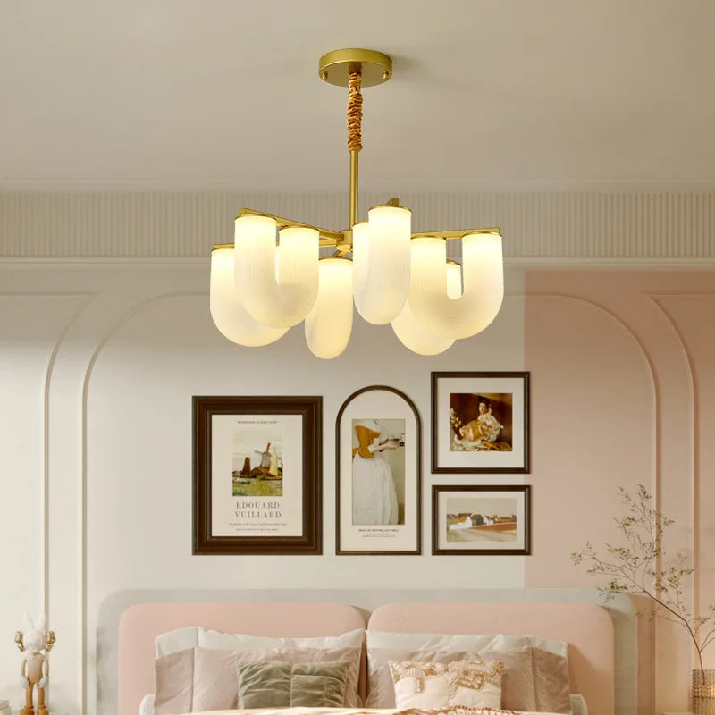 DecorBites™ مصباح أرضي بتصميم U كريمي فرنسي، مصباح LED بتصميم نورديك بسيط لديكور المنزل