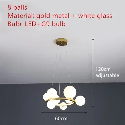 DecorBites™ Clear Glass LED Chandelier: Modern Nordic Hall Parlor Lighting Fixture