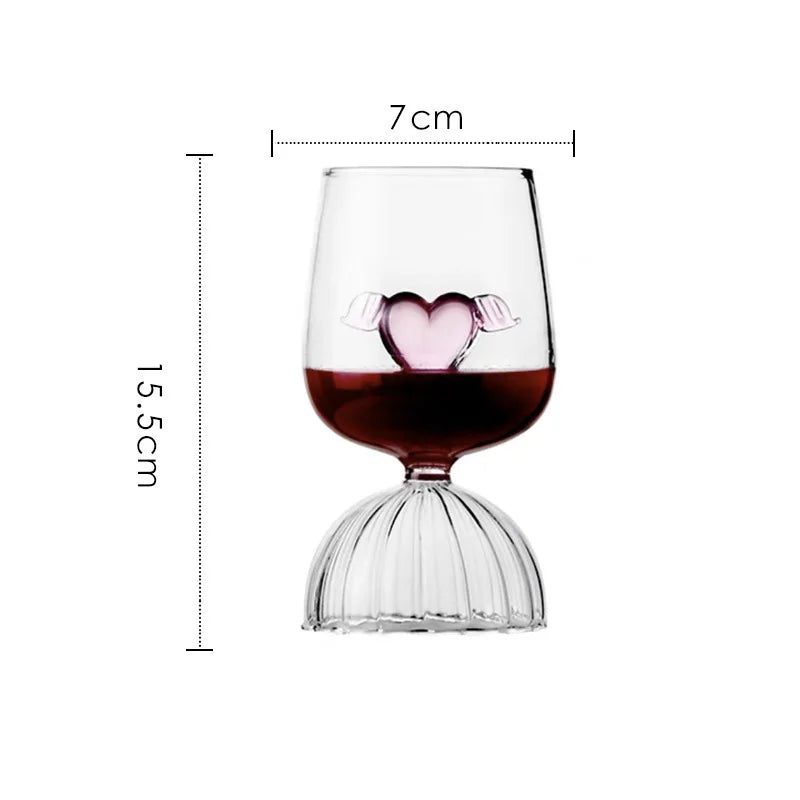 DecorBites™ 3D Rose Champagne Flute Glass: Unique Custom Wine Goblet Cup with Rose Inside