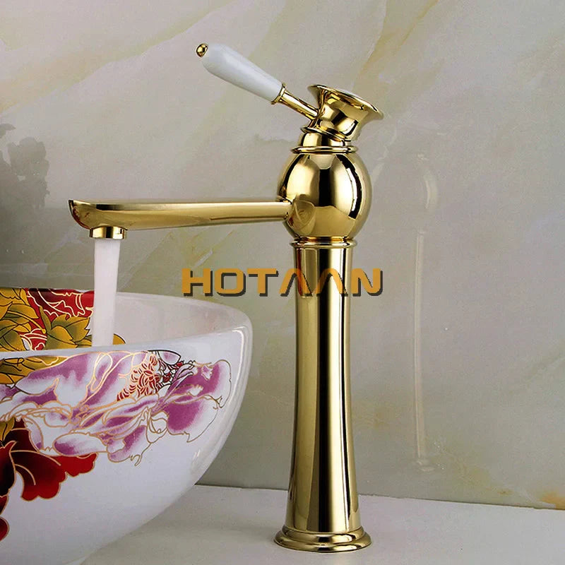 DecorBites™ صنبور حوض ذهبي مع خلاط سيراميك - صنابير حمام