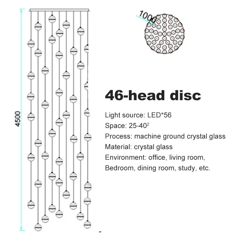 Modern Spiral Crystal Ball Staircase Pendant Chandelier