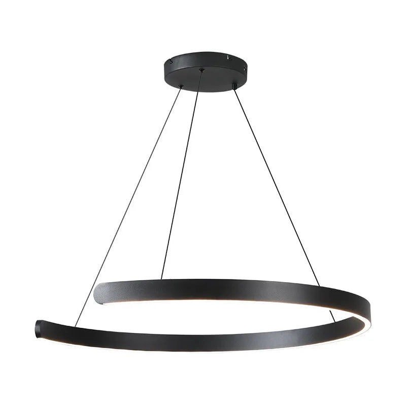 Modern Ring LED Pendant Light in Black or White