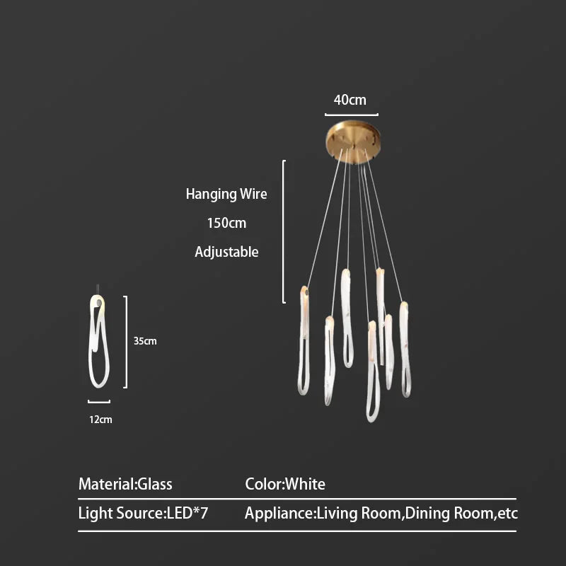 DecorBites™ Elegant LED Glass Chandelier for Luxury Home Decor