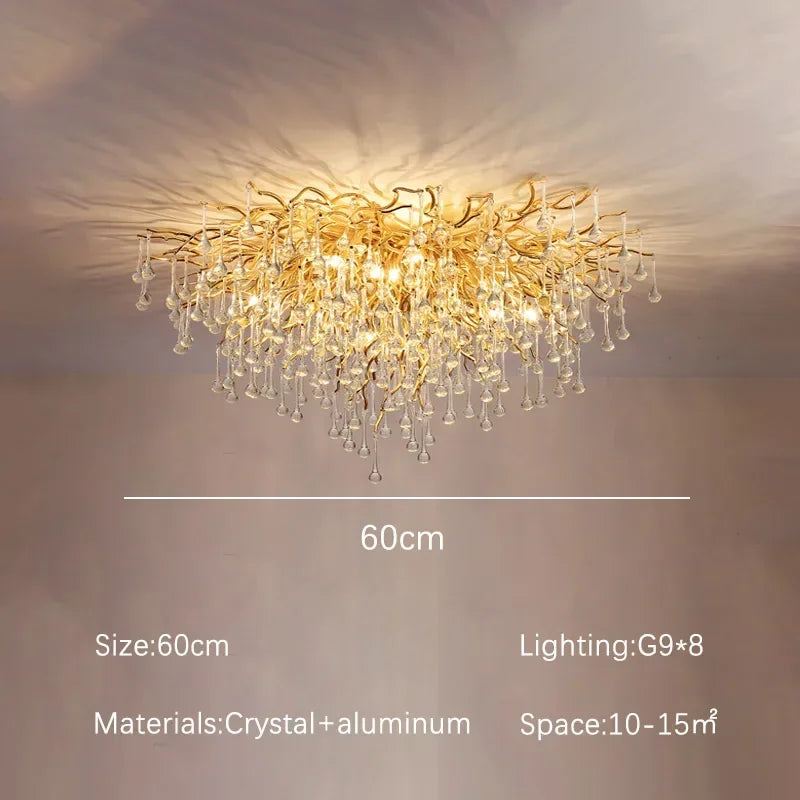DecorBites™ Golden Chandelier Modern Luxury LED Glossy Ceiling Lamp