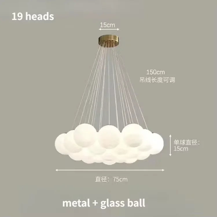 Nordic White Glass Globe Cluster Pendant Light