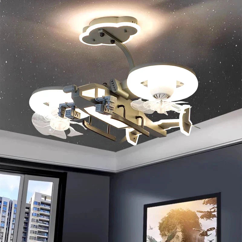 مروحة سقف غرفة نوم الأطفال من DecorBites™ مع إضاءة، جهاز تحكم عن بعد - مصباح LED عصري
