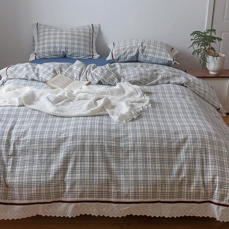 طقم مفروشات من الدانتيل الكشكش الكوري من DecorBites™ للفتيات