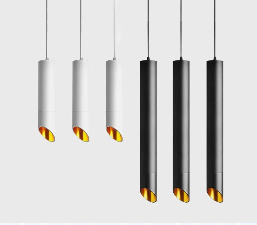 Nordic Long Tube Dimmable Pendant Light White Aluminum