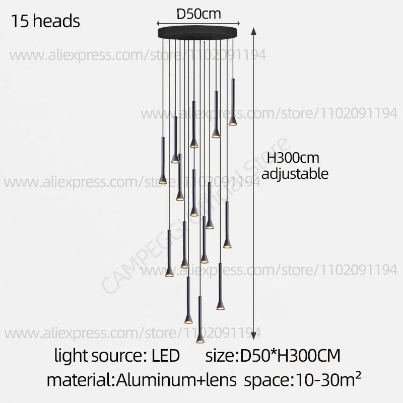 DecorBites™ Horn-Shaped Nordic Pendant Lamp for Modern Living Room and Staircase