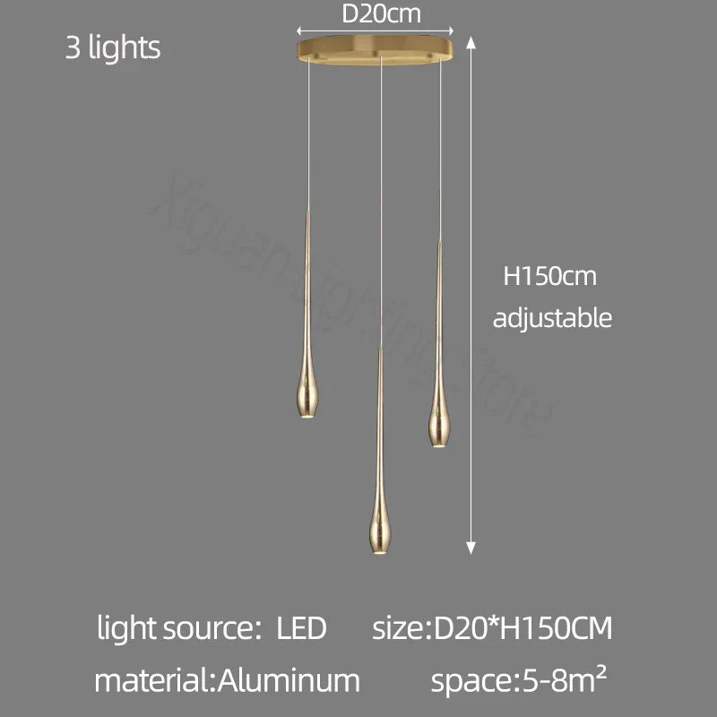 ثريا DecorBites™ الذهبية بإضاءة LED لغرفة المعيشة والسلالم في الفيلا الدوبلكس