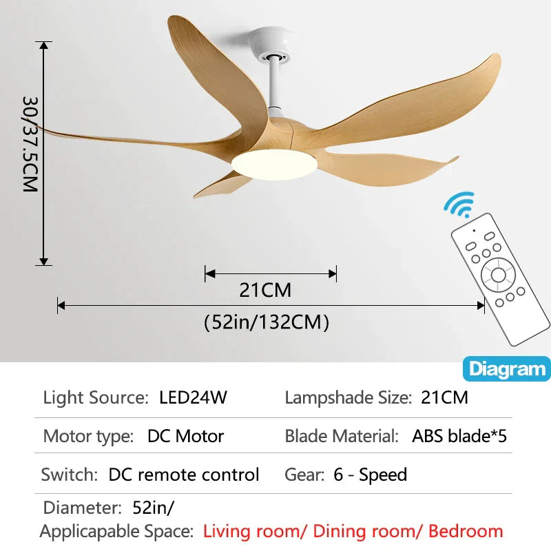 مروحة سقف DecorBites™ مقاس 52 بوصة مع إضاءة LED وجهاز تحكم عن بعد