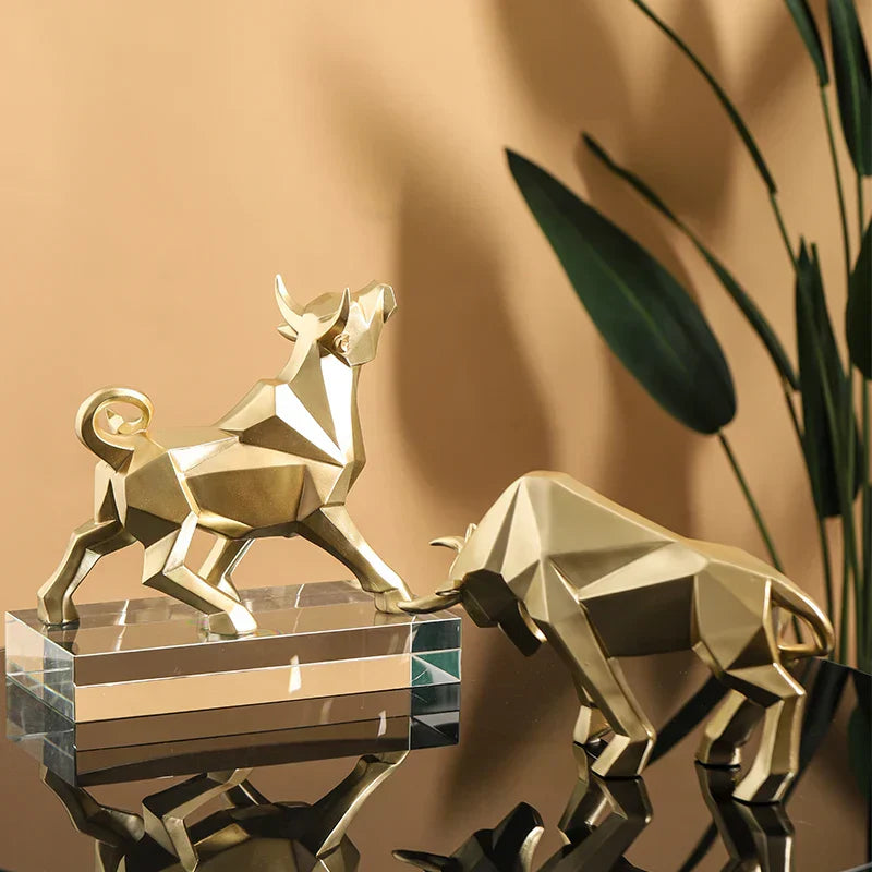 DecorBites™ Geometric Bison Sculpture Resin Home Office Modern Decor Tabletop Figurine