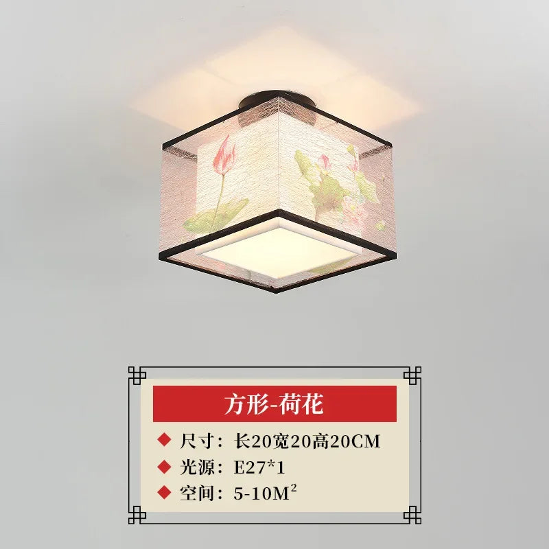 ثريا سقف صينية من DecorBites™ Lotus، مصباح ممر بسيط، إضاءة LED للوحات